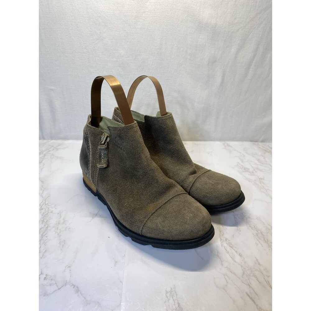 Sorel Womens Major Low Suede Side Zip Flat Ankle Boots Booties Sz 8